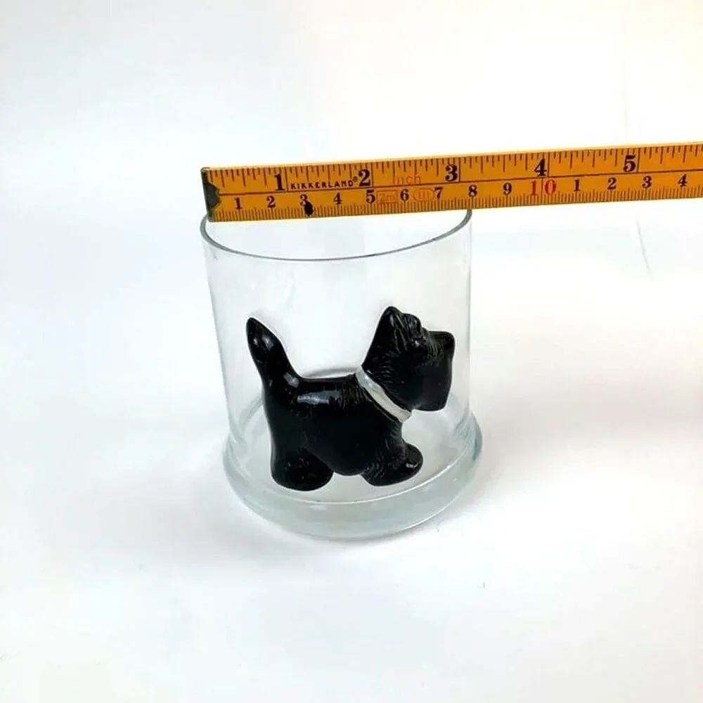 MCM Cocktail Glasses Scottie Dog Scottish Terrier Art Glass 12 oz Set of 2
